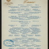 DINNER [held by] MARIE ANTOINETTE HOTEL [at] 66 ST. & B'WAY. NY (HOTEL;)