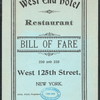 DAILY [held by] WEST END HOTEL RESTAURANT [at] "WEST 125TH STREET,NEW YORK, NY" (HOTEL;)