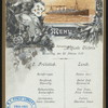 LUNCH [held by] HAMBURG-AMERIKA LINIE [at] "SCHNELLDAMPFER ""AUGUSTE VICTORIA""" (SS;)