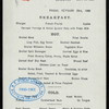 BREAKFAST [held by] CUNARD LINE [at] EN ROUTE ABOARD THE R.M.S. ETRURIA (SS;)