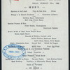 DINNER [held by] CUNARD LINE [at] EN ROUTE ABOARD THE R.M.S. ETRURIA (SS;)