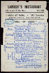 DAILY MENU [held by] LAMBERT'S RESTAURANT [at] 84 BEAVER AND 131 PEARL STREETS NY (REST;)
