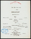 BREAKFAST [held by] TOYO KISEN KAISHA [at] EN ROUTE ABOARD HONG KONG MARU (SS;)