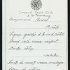 DINNER [held by] IMPERIAL YACHT CLUB OF ST. PETERSBURG [at] "ST. PETERSBURG, RUSSIA" (FOR;)