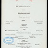 BREAKFAST [held by] TOYO KISEN KAISHA [at] EN ROUTE ABOARD HONG KONG MARU (SS;)