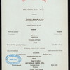 BREAKFAST [held by] TOYO KISEN KAISHA [at] EN ROUTE ABOARD HONG KONG MARU (SS;)