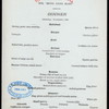 DINNER [held by] TOYO KISEN KAISHA [at] EN ROUTE ABOARD HONG KONG MARU (SS;)