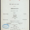 BREAKFAST [held by] TOYO KISEN KAISHA [at] EN ROUTE ABOARD HONG KONG MARU (SS;)
