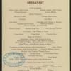 BREAKFAST [held by] DEL CORONADAO HOTEL [at] "CORONADO BEACH, CA" (HOTEL;)