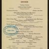 DINNER [held by] DEL CORONADAO HOTEL [at] "CORONADO BEACH, CA" (HOTEL;)