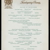THANKSGIVING DAY DINNER [held by] PARK AVENUE HOTEL [at] "NEW YORK, NY" (HOTEL;)
