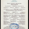 HALF PORTION BREAKFAST [held by] PARK AVENUE HOTEL [at] "NEW YORK, NY" (HOTEL;)