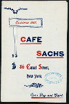 DAILY MENU [held by] CAFE SACHS [at] "86 CANAL STREET, NY" (REST;)
