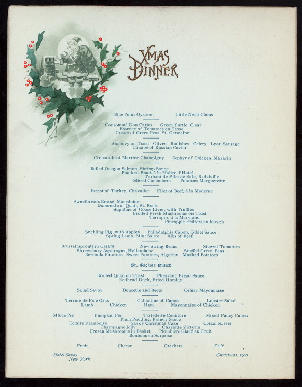 CHRISTMAS DINNER [held by] HOTEL SAVOY [at] 