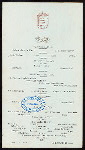DINNER [held by] COLONIAL HOTEL [at] "NASSAU, N.P. BAHAMAS" (HOTEL;)
