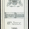 LIVERY DINNER [held by] FISHMONGER'S HALL [at] LONDON?