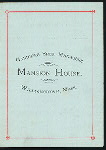 DINNER [held by] MANSION HOUSE [at] "WILLIAMSTWON, MA" (HOTEL;)