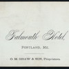 DINNER [held by] FALMOUTH HOTEL [at] "PORTLAND,ME" (HOTEL)