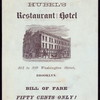 MENU [held by] HUBEL'S RESTAURANT & HOTEL [at] "BROOKLYN, NY" (HOT;)