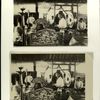 Two photographs depicting part of Gamelan Sekati within its pavilion (panggung) in the forecourt of an old mosque, Jogjakarta
