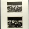 Two photographs depicting part of Gamelan Sekati within its pavilion (panggung) in the forecourt of an old mosque, Jogjakarta