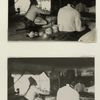 Gamelan members in public outside shed, Jogjakarta