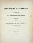 Title page Zoological researches in Java, and the neighbouring islands.