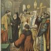 Patriarkh Iov i Moskovskii Narod Prosiat Borisa Godunova na Tsarstvo.