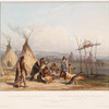 Todtengerüste eines Sioux-Chefs bei Fort Pierre. Échafaudage funeraire d'un chef Sioux près du Fort Pierre. Funeral scaffold of a Sioux chief near Fort Pierre.