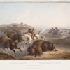 Indianische Bisonjagd. Indiens chassant le bison. Indians hunting the bison.