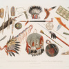 Indianische geräthschaften und waffen. Ustensiles et armes indiens. Indian utensils and arms.