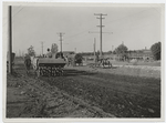 Cement concrete road. Huntington Drive, L. A. Co., Cal. Tamping subgrade 'Petrolithic Tamping Roller', 1912.  (View no. 2)