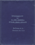Specifications for 10 Ton 'Russell' Road Roller. The Russell & Company, Massillon, Ohio, U.S.A.