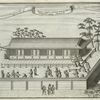 A view of a Quanwon temple at Miaco [ Miyako-shi], wherein are 33333 Idols, likewise copied from an original drawings of the Japanese made in water-colours.