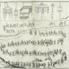 A procession of the Dutch ambassadors;  Japanese ensigns of honour and authority.