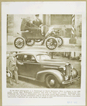 J. J. Radebaugh of North Baltimore, Ohio, in his 1904 model Oldsmobile and with his 1937 Oldsmobile Six