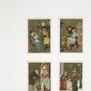 Christmas cards depicting children playing, reading, giving to the poor.