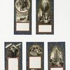 Christmas cards depicting children learning, singing, sleeping ; biblical scenes ; winter scenes