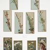 Christmas, New Year, and birthday cards depicting families, Christmas trees, and plant life.