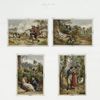 Landscape scenes depicting couples, boys, dogs and hunters with rifles