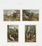 Landscape scenes depicting couples, boys, dogs and hunters with rifles