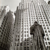 John Watts statue, From Trinity Churchyard looking toward One Wall Street
