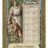 Calendar from 1879 depicting a woman, child and birds
