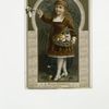 Calendar from 1880 depicting a girl carrying flowers