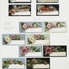 Birthday, Christmas and business cards depicting flowers and food displays.