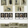 Cards depicting young and old people, with animals, toys, angels, reindeer pulling sleigh, men on horseback.