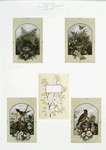 Birthday, Christmas, and New Year cards depicting birds, nests and flowering trees.