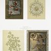 Birthday, Christmas and New Year cards depicting the Goddess of Fortune, clovers, steering wheels, elves, a bell and decorative ornamentation.
