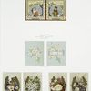 Birthday, Christmas and New Year cards depicting horseshoes, flowers, the sun, the moon, and decorative ornamentation.