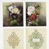 Birthday, Christmas and New Year cards with ornamental designs, depicting flowers and clovers.